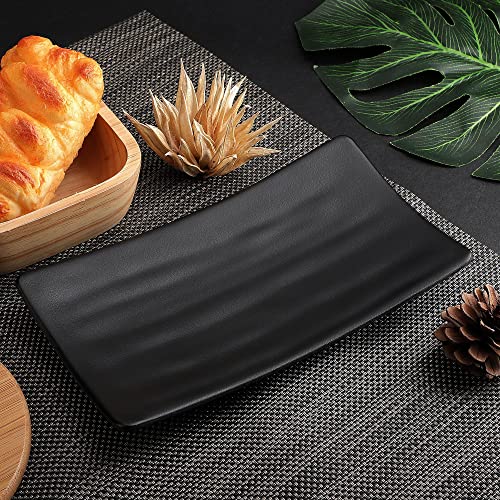 Plato para sushi rectangular de plástico negro miniatura 2
