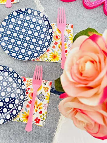 Sprinkles & Confetti Melamine Plate Set Of 4 | 6" Appetizer Plates Dish Set | Reusable Plates & Outdoor Dinnerware Sets For Entertaining | Dishware For Patio | Modern Dish Set (Blue Geo) #TOP6