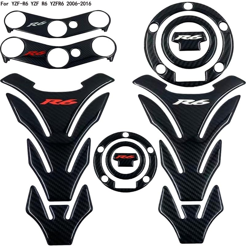 HRTLSS Protezione Serbatoio Adesivi R6 Adesivo Carbon Look Moto Rilievo del Carro Armato Protector Adesivi per Y&AMAHA YZF600 YZF-R6 R6S Tankpad Decalcomanie