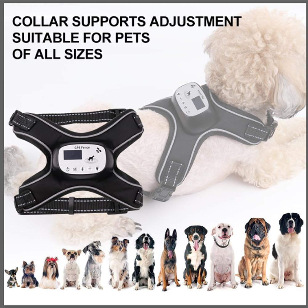 Pilipane GPS Wireless Dog Fence Electric Alivable Alivable Dog Vest Fence avec 3 Modes de Formation Système de clôture pour Animaux de Compagnie Rechargeable avec Bande de réflexion pour