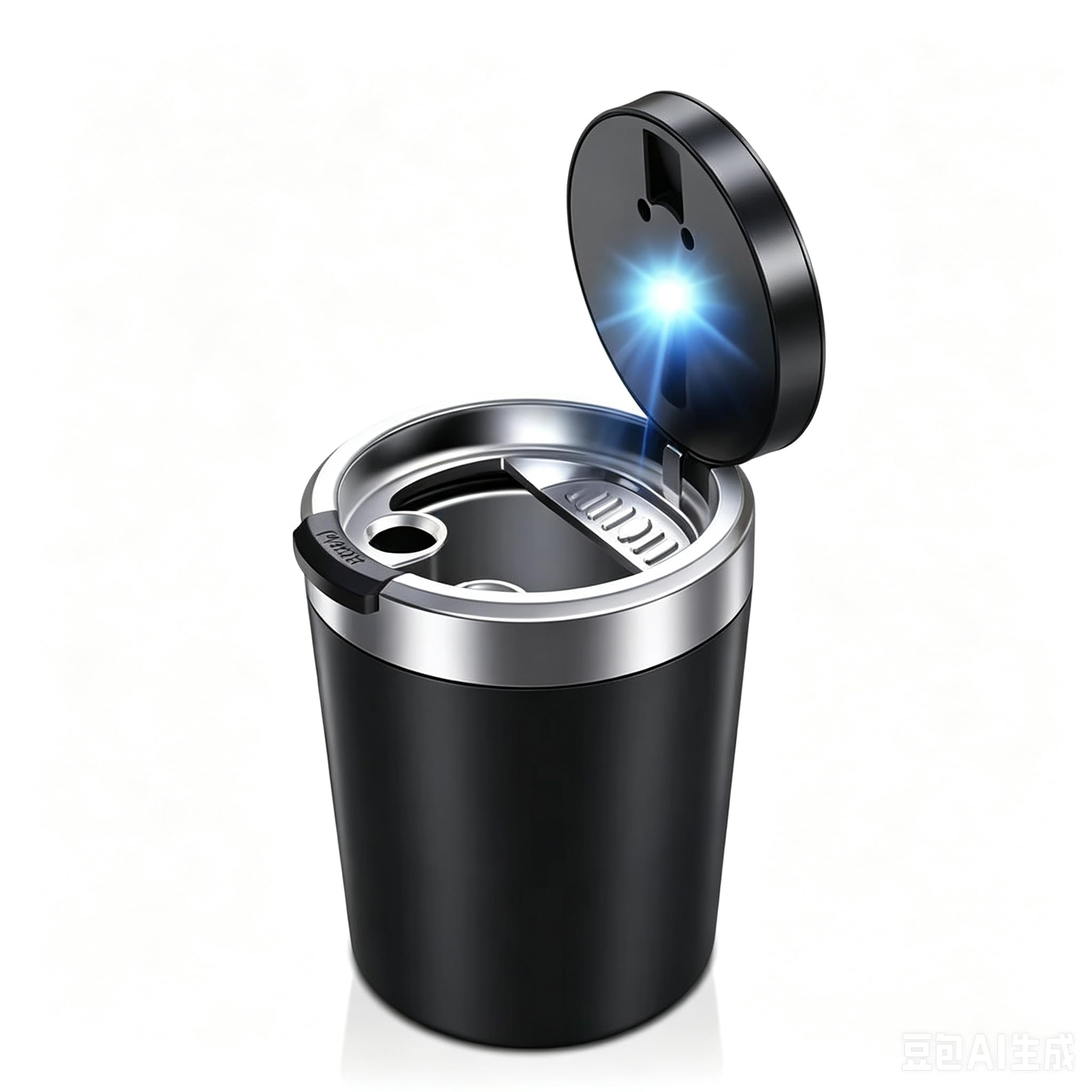 QIZUN Car Ashtray with Lid for Mitsubishi Eclipse Cross PHEV Hybrid 2021 2022 2023+, Smokeless Odour Ash Tray Blue LED Light Portable Fireproof Cup Holder Interior Accessories