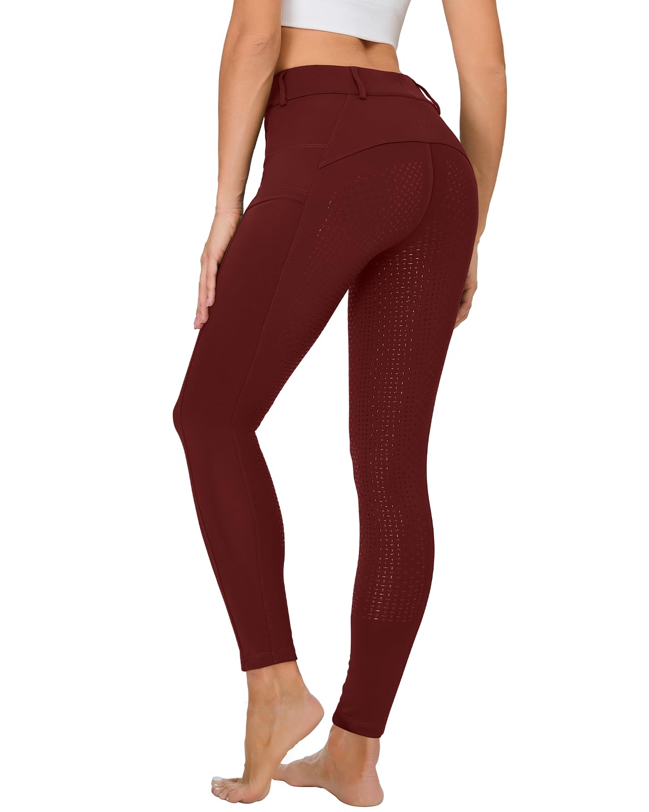 Leggings invernali da equitazione da donna, con imbottitura completa, termica, da equitazione, foderati in pile, impermeabili, con passanti per cintura