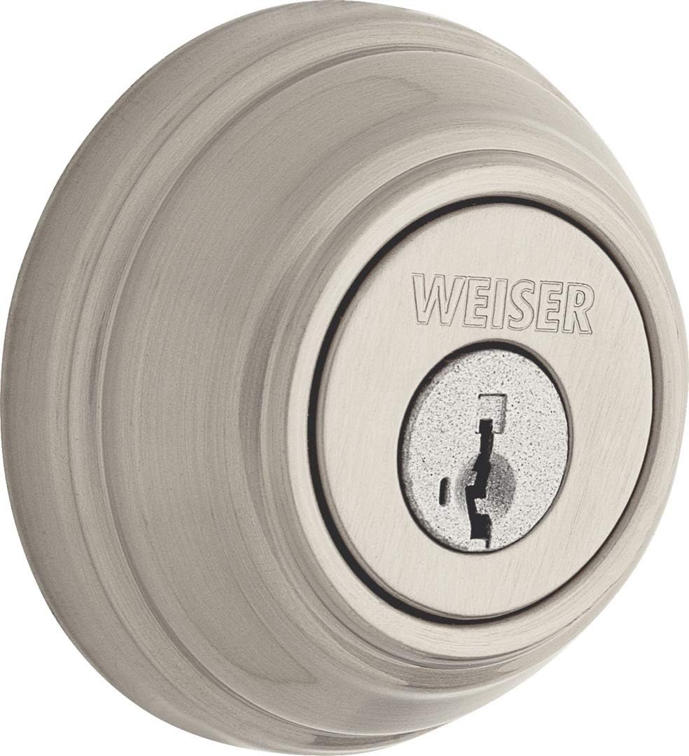 Weiser Collections Satin Nickel Round Deadbolt Lock, ANSI/BHMA Grade 1