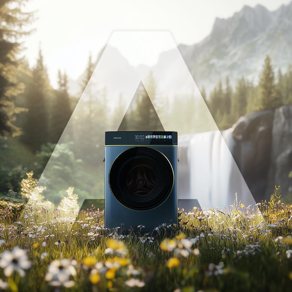 Cecotec Pralka 9 kg Front Bolero Load DressCode 9900 Inverter FullColor Ice Blue A. Wykończenie niebieskie 1400 obr./min, ekran 10.3", 11 programów, falownik, SteamMax, klasa A