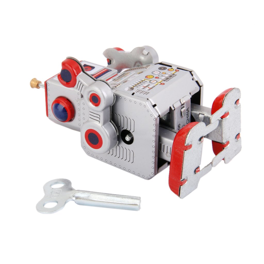 Wokex - Red Wind Up Walking Roby Robot Clockwork Tin Giocattolo Con Giocattolo Retro Key Vento I Giocattoli 8215628729604