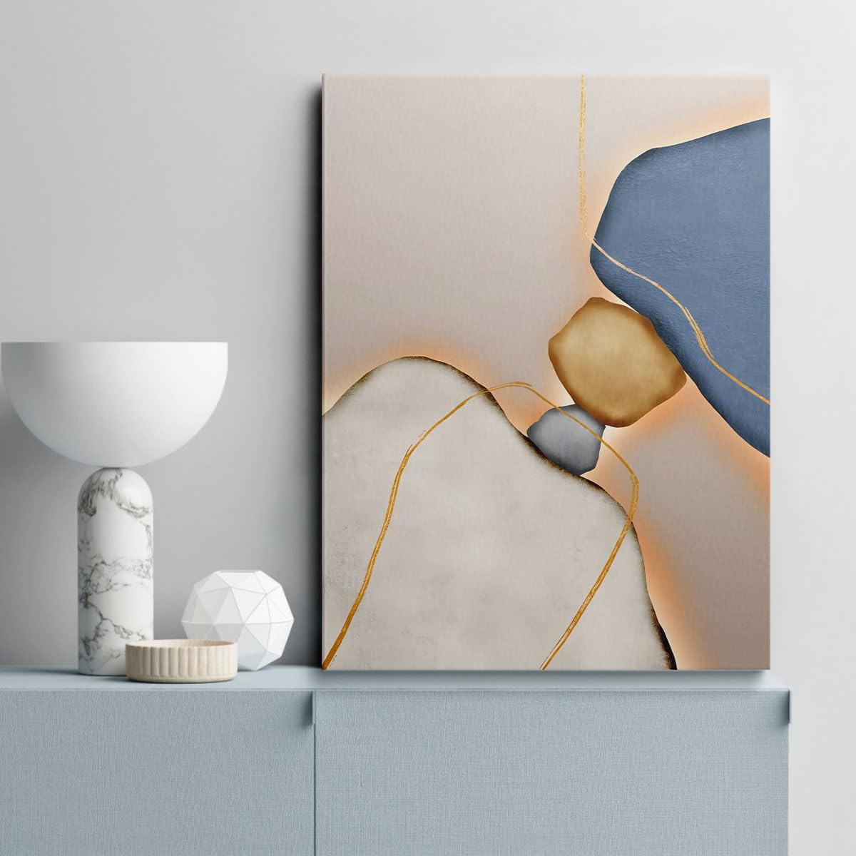 Painting Pictures Canvas Wall Art for Living Room Bedroom Bathroom Blue and White Paintings Modern 3 Piece Framed Canvas Art Prints Ready to Hang Inspirational Home Decorations - Image 3