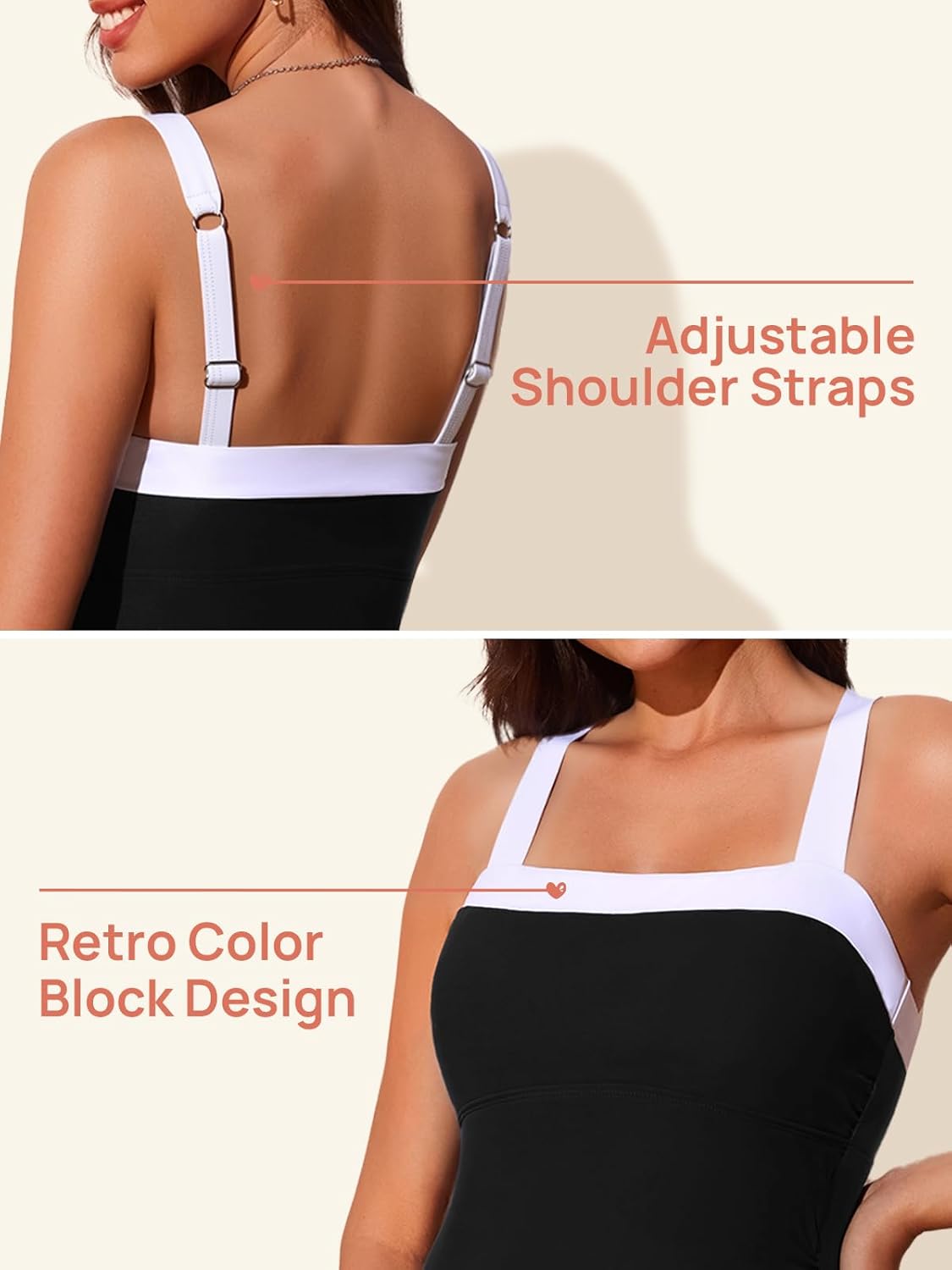 Summer Mae Maternity One Piece Swimsuit Color Block Bathing Suit for Women Retro Ruched Adjustable Pregnancy Swimwear