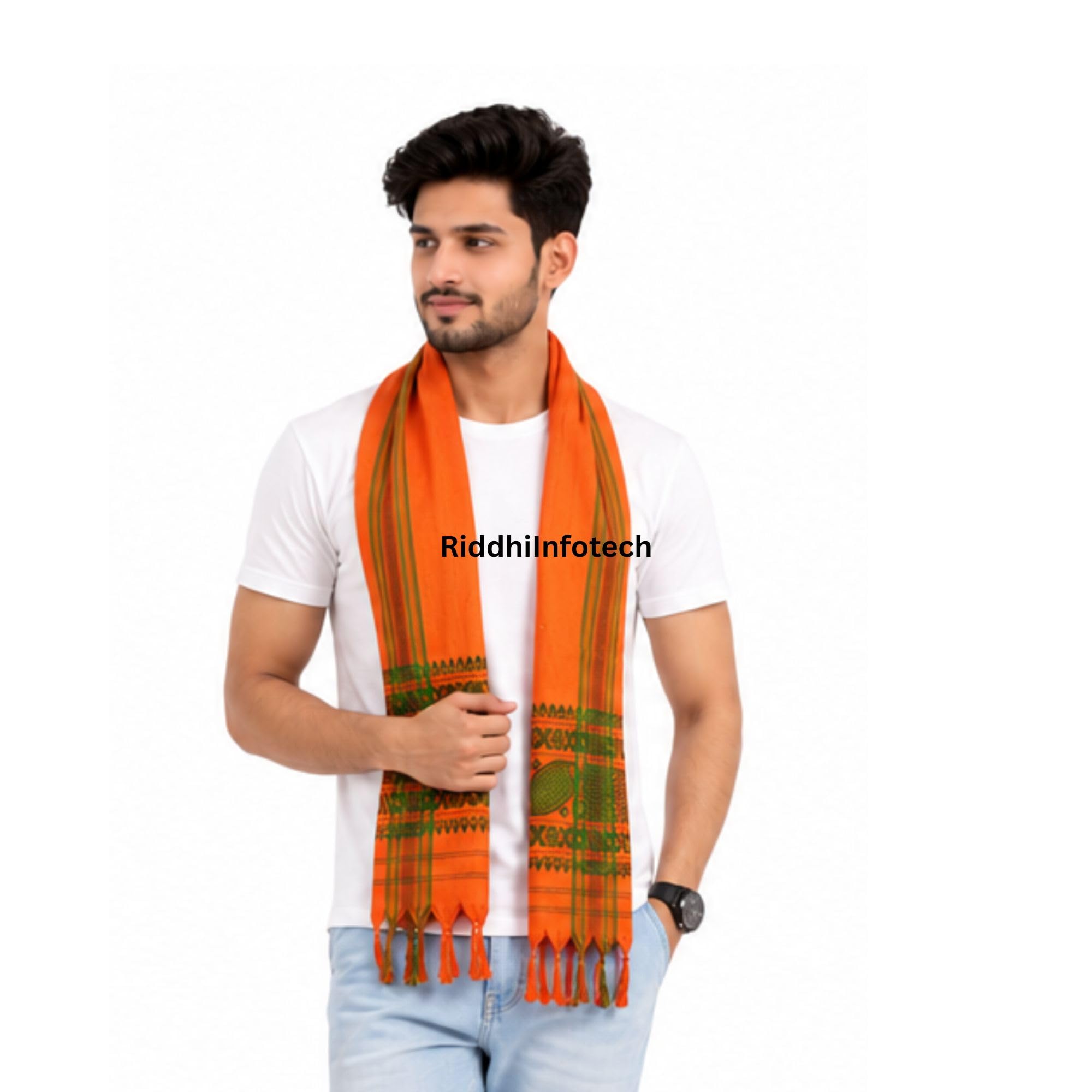 RiddhiInfotech Men's Pure Cotton Indian Gamcha Towel | Traditional Desi Cotton Gamchha | Multipurpose Angochha Head Scarf, Shoulder Cloth & Bath Towel for Pooja, Travel & Daily Use | 1 Pc-image-41