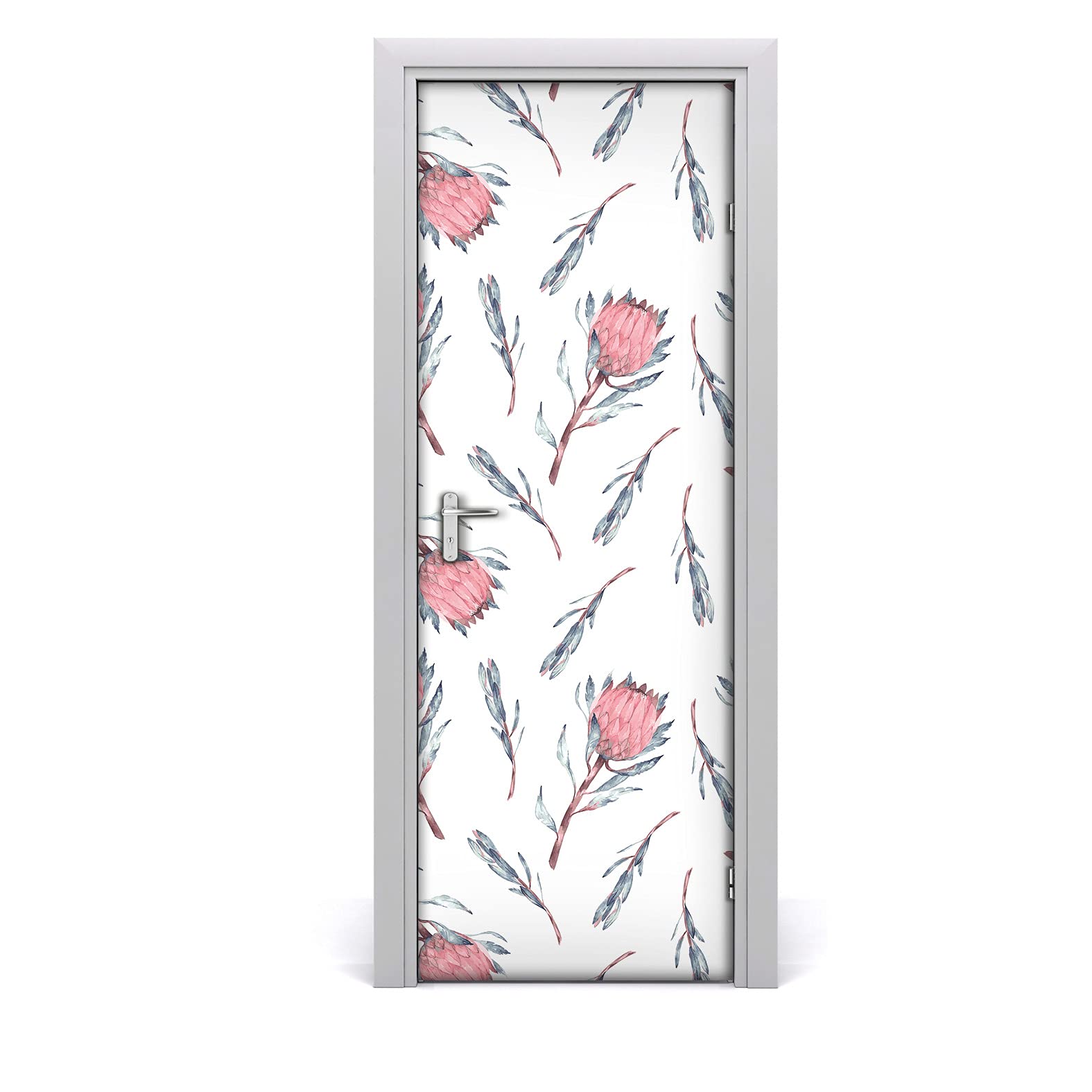 Autocollant de porte Magic-Stick 85x200cm, décor floral imperméable pour rénover votre intérieur