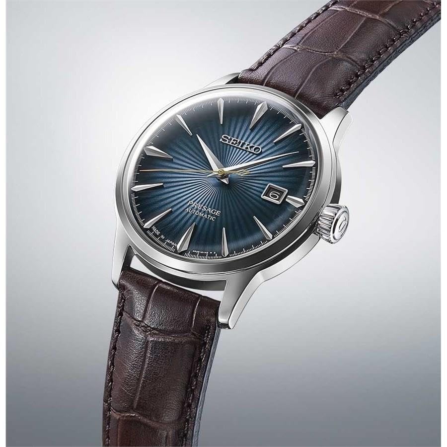 Image of SEIKO SRPK15J1,Men Presage,Mechanical,Automatic,Stainless,Silver,Leather,WR,SRPK15