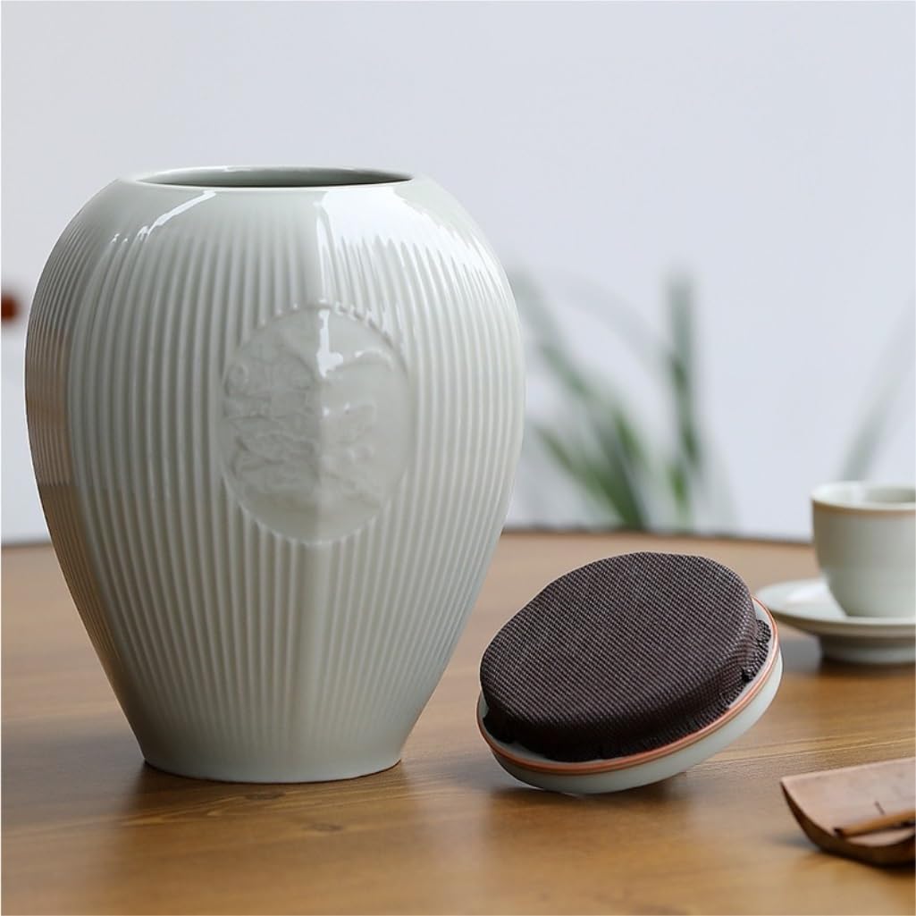 Zuckerdose Celadon-Teedose, Keramik-Vorratsbehälter for losen Tee, eignet sich for die Aufbewahrung von Kaffeepulver, Zucker, Salz usw Teeblätter Aufbewahren(B,M)