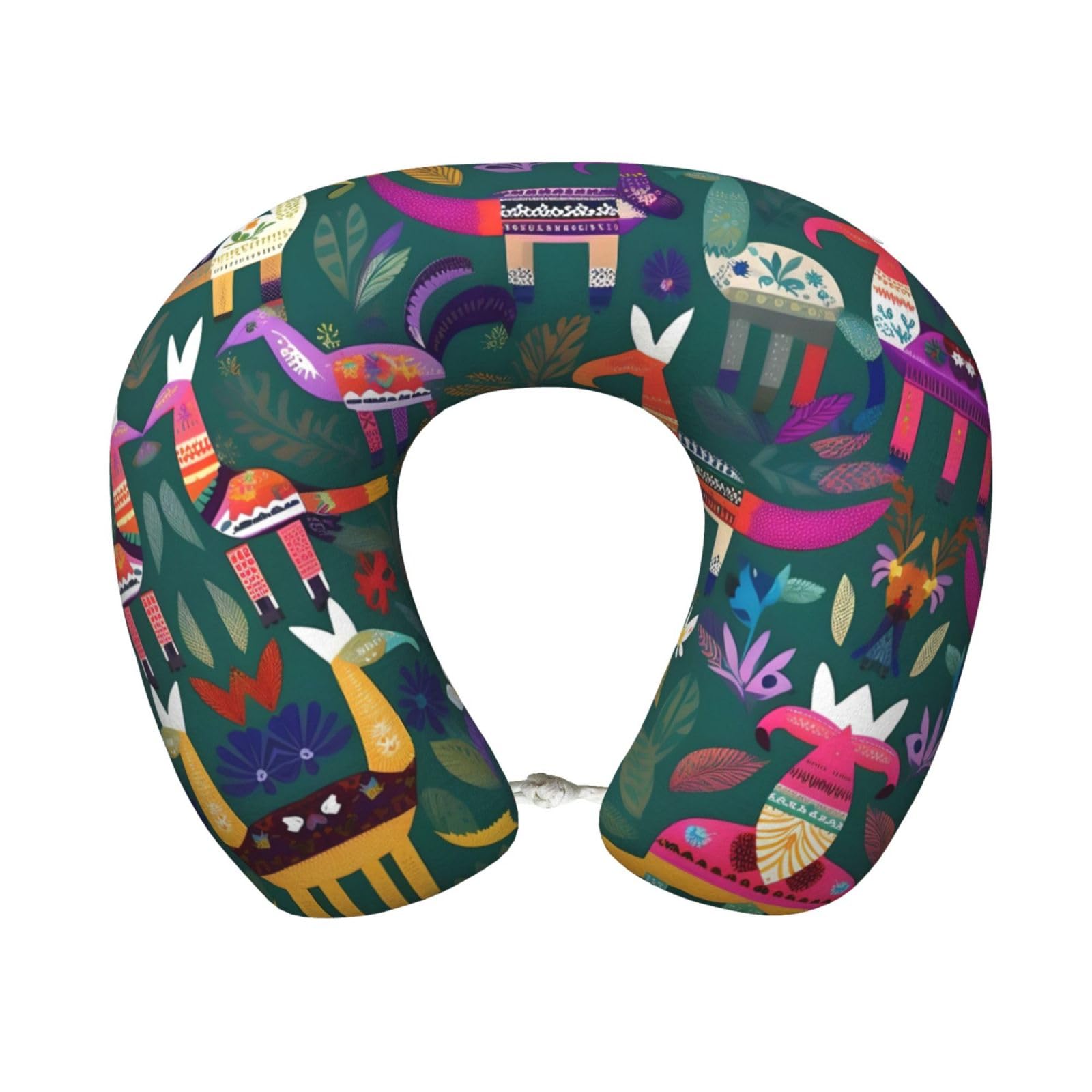 peiyeety Mexican Otomi Animal Print Custom U-Shaped Pillow,Memory Foam Cervical Neck Travel Pillow,for Home,Camping,Travelling