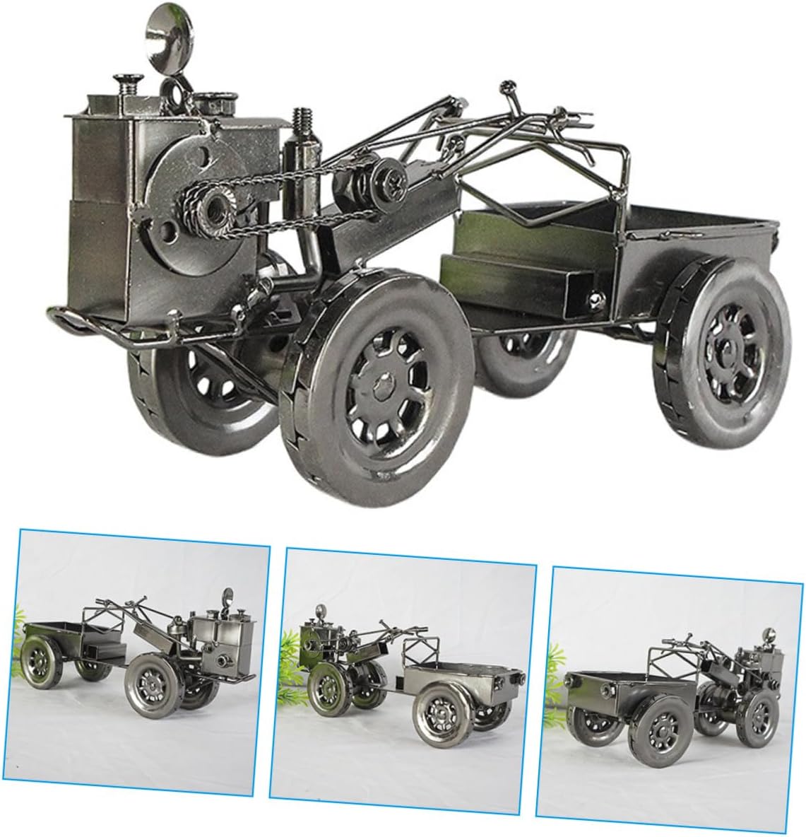 SUPVOX Vintage Metal Tractor Model Retro Iron Tractor Sculpture for Home Decor Tabletop Adornment and Porch Decoration Sliding Bucket Feature for Collectors and Enthusiasts