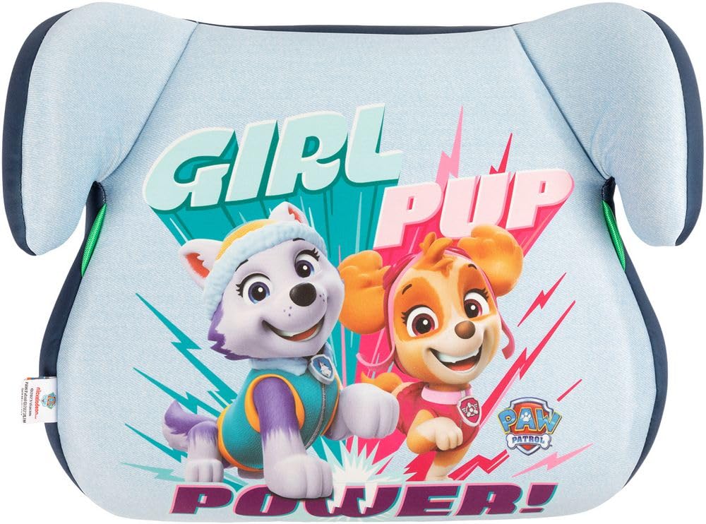 Tataway Paw Patrol seggiolino alzatina auto i-Size ECE R129. Rialzo bimbi 125-150 cm con grafiche di Everest e Skye, seduta azzurra, comodo e sicuro per ogni viaggio in auto