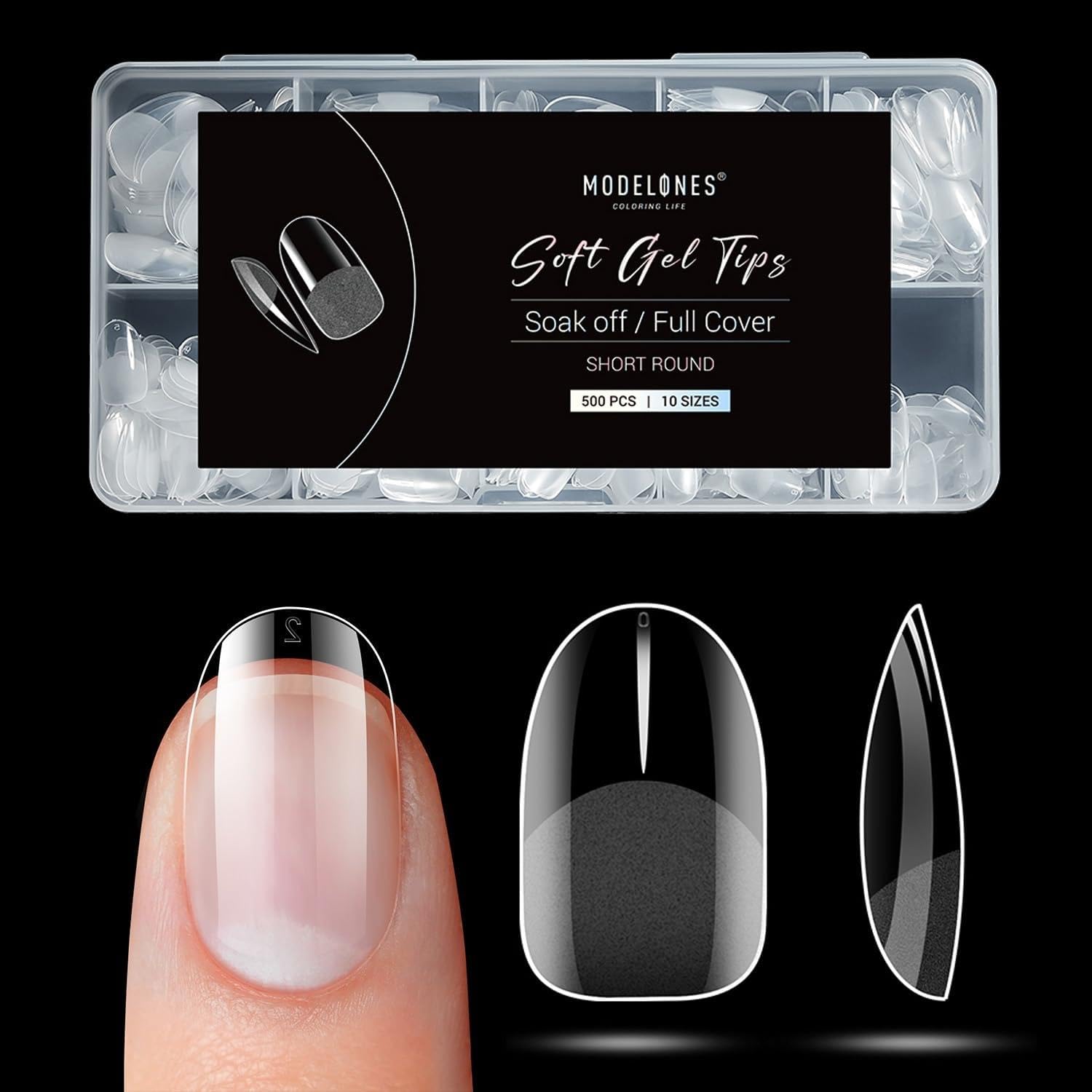Modelones Nageltips- 500 Stück für Nägel Full Cover Nägel Tips Set Nagelspitzen Kit, Zum Aufkleben Nail Art Für Nagelstudios Starter DIY, Kurze Squoval