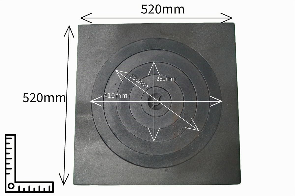 Sellon24® Ofenplatte Feuer Herdring Gusseisen Gussringe Gusseisenringe Cast Iron 52x52cm