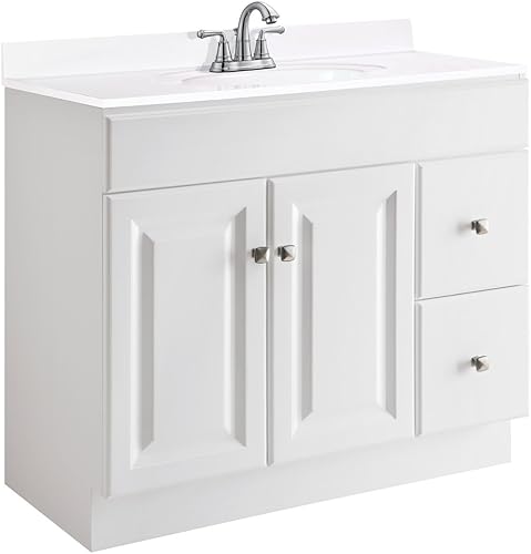 Miniatura 5 de Wyndham 597245 - Armario de tocador de baño de 36 pulgadas, listo para montar, color blanco - Design House, 597245