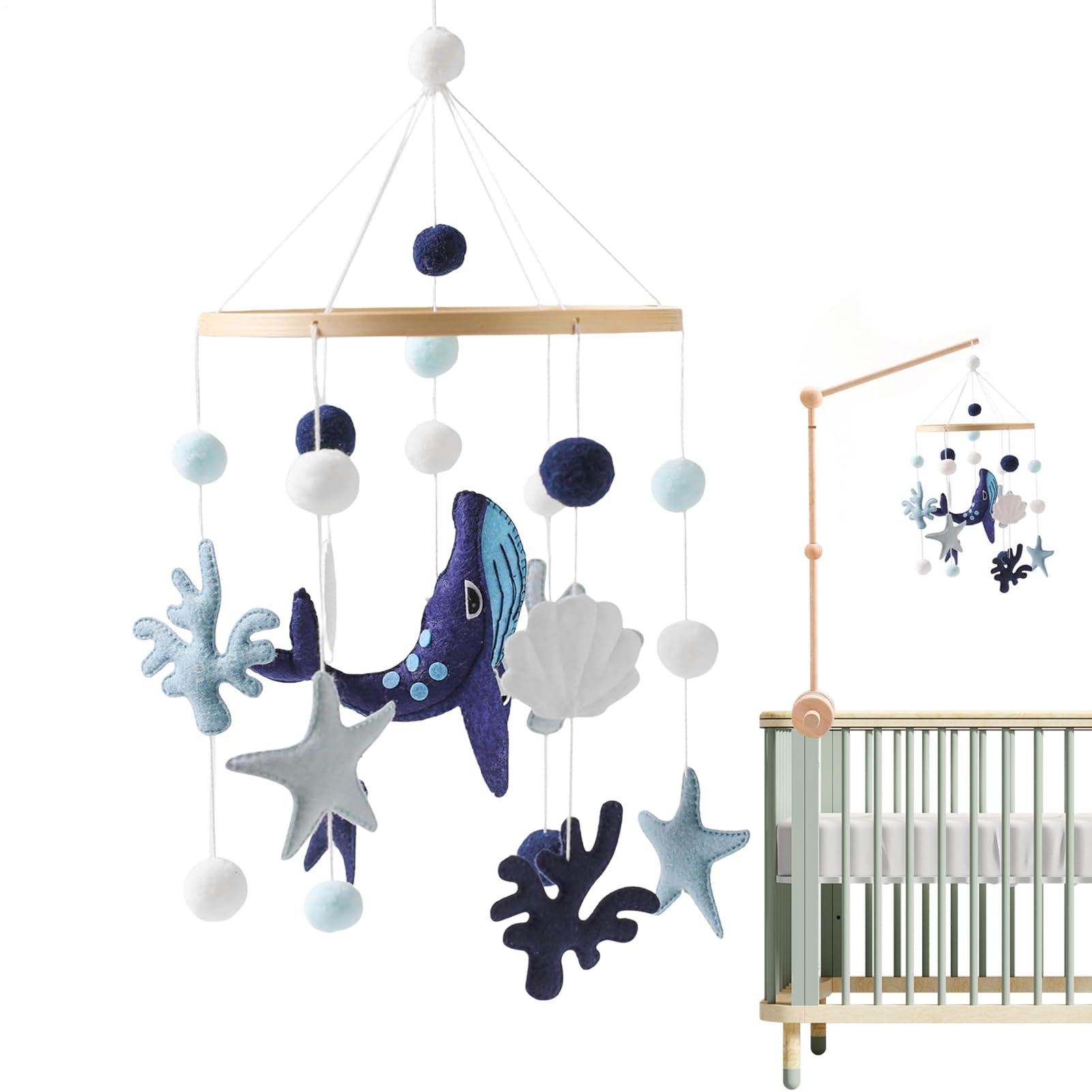 Mobile Marino per Culla - Mobili Unisex a Tema Sottomarino,Giochi da Viaggio per Bambini Asilo Strollino Casa Lettino Scuola Materna Area Giochi