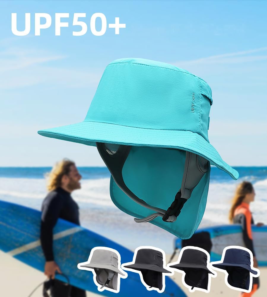 Surf Hat Bucket Beach Sun Hats with Chin Straps for Surfing,Boating,Riding,Watersports Men, Women - Image 2