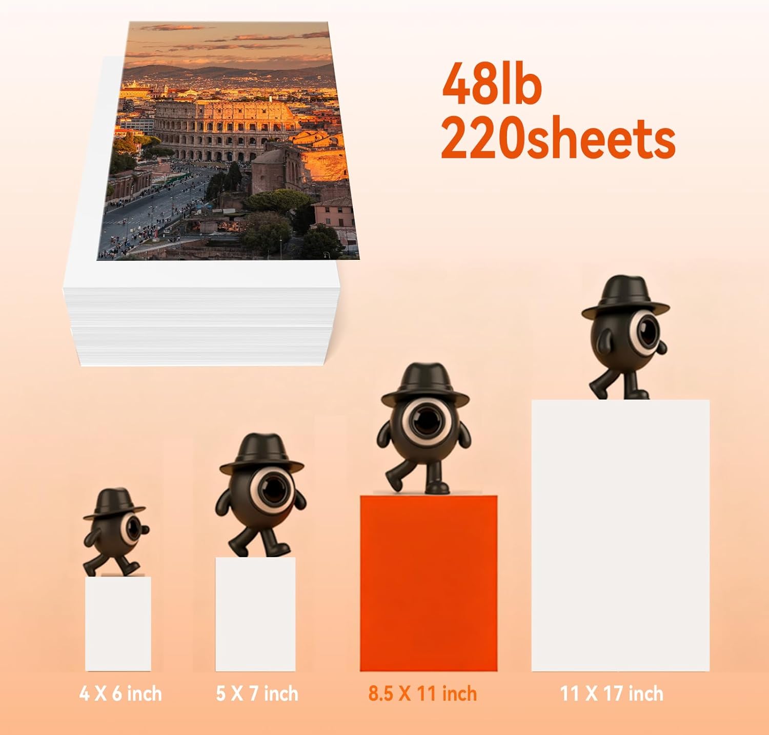 220 Sheets Inkjet Glossy Photo Paper 8.5x11 Inches 48lb-180Gsm for Inkjet Printers,A4 Letter Size Ideal for Brochure Paper, Flyers Paper Single Side, Suitable for All Dye Ink