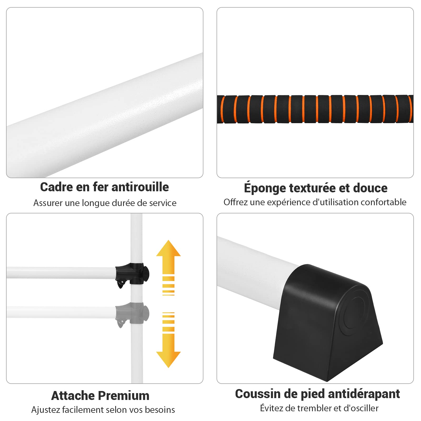 COSTWAY Double Barre de Danse Classique pour Stretching avec Barre Amovible Hauteur Réglable