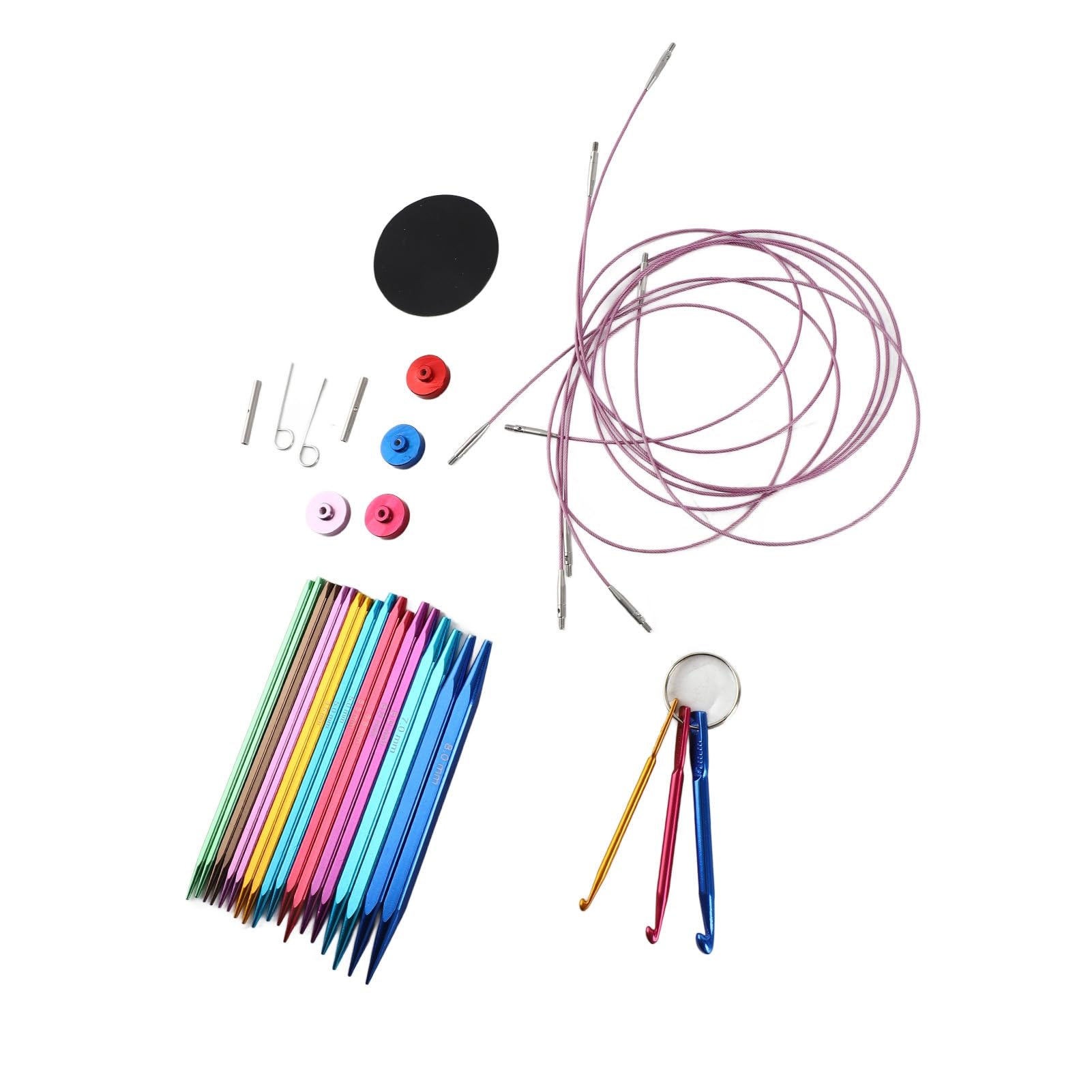 Qudinip Juego de Agujas de Tejer Circulares, Coloridas Agujas Cuadradas de Aluminio con 9 Tamaños para una Experiencia de Tejido Suave, 3,5-8 Mm