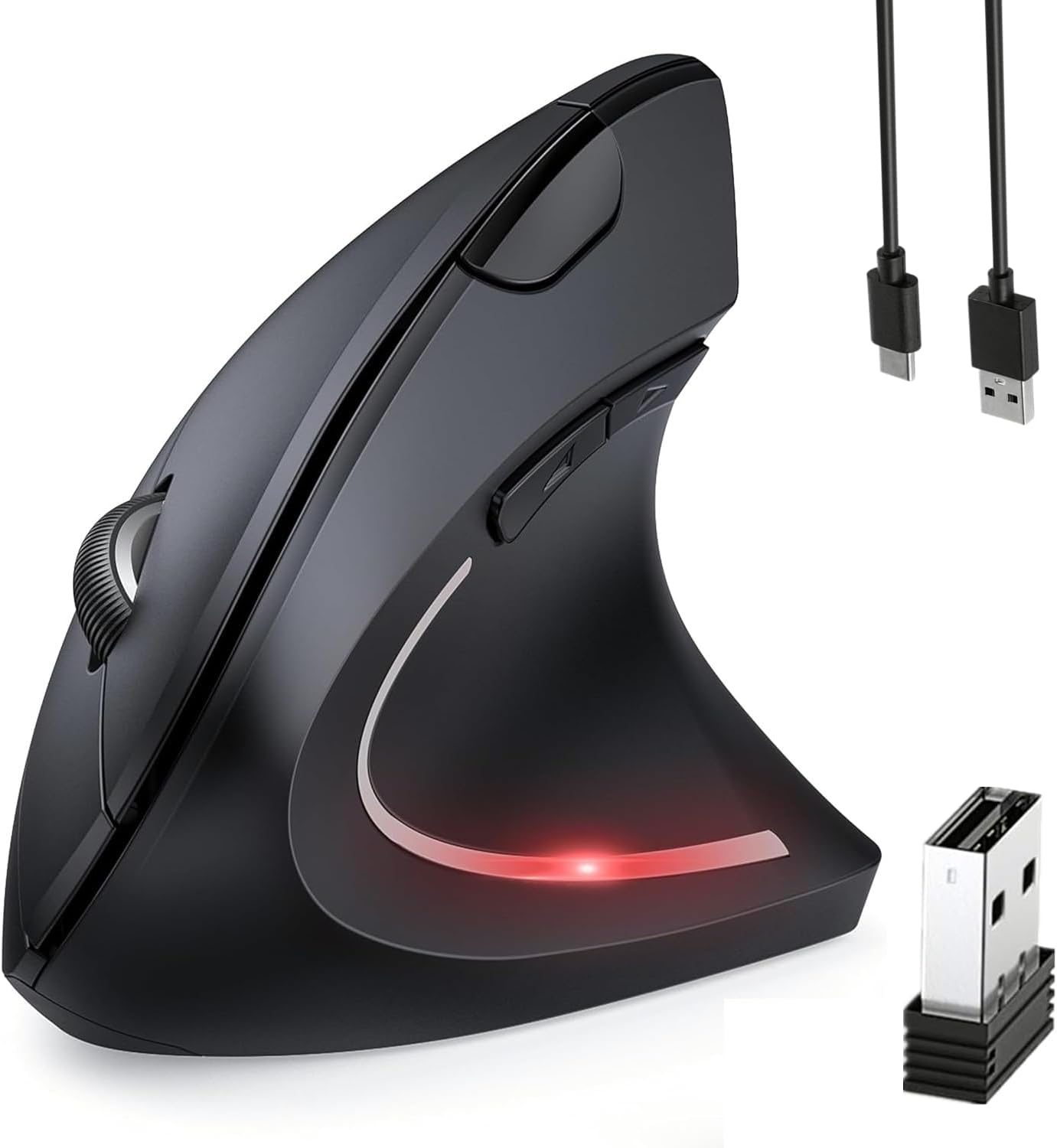 AoMige Ergonomic Mouse, Vertical Wireless Silen Mouse, 2.4GHz Optical Bluetooth Mouse, 3 Adjustable DPI, 6 Buttons Computer Mice Wide Compatibility, for Laptop, PC, Desktop, Notebook etc, Black
