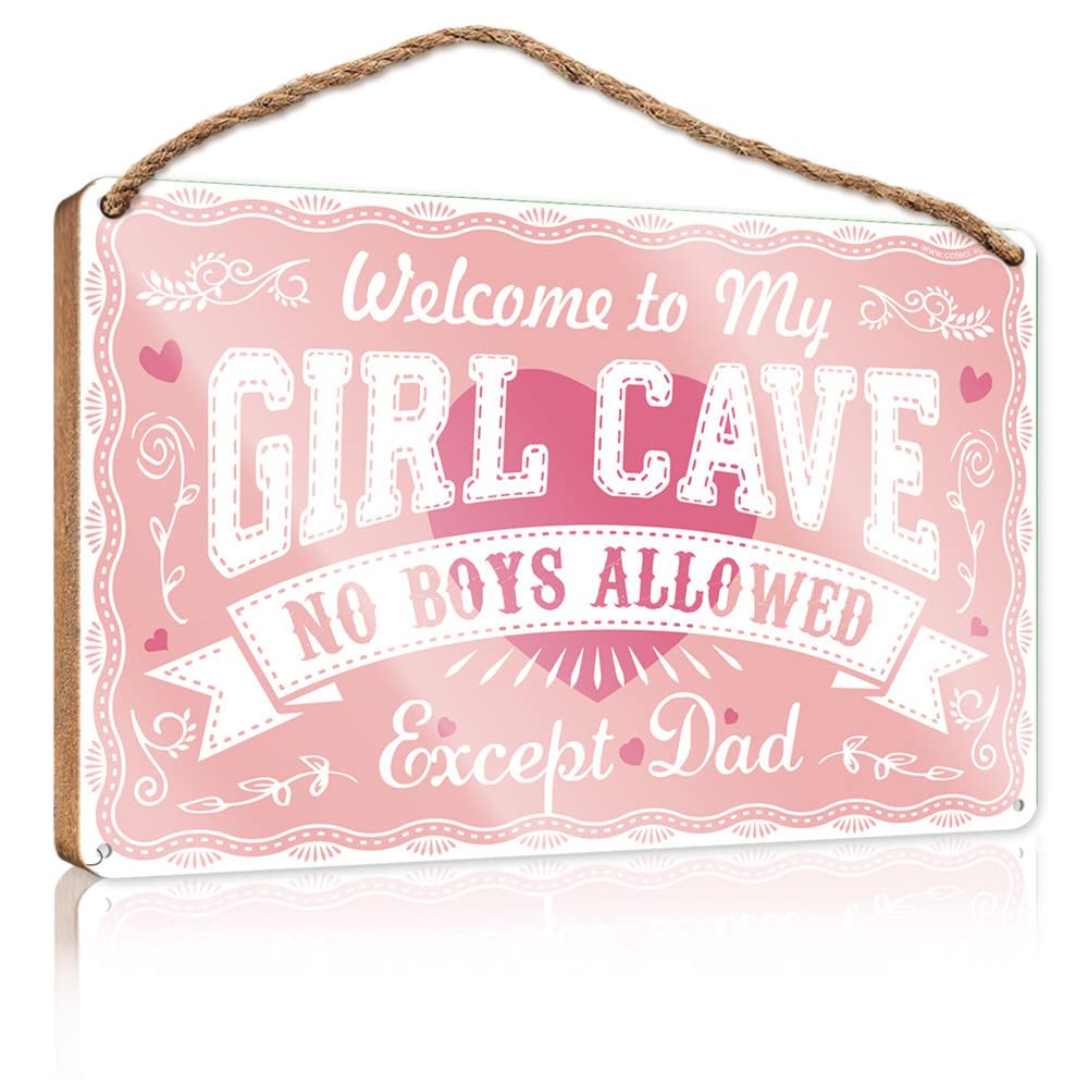 FRINTOXA Wood Bathroom Sign No Boys Allowed Sign For Girls Wooden(23X35CM)