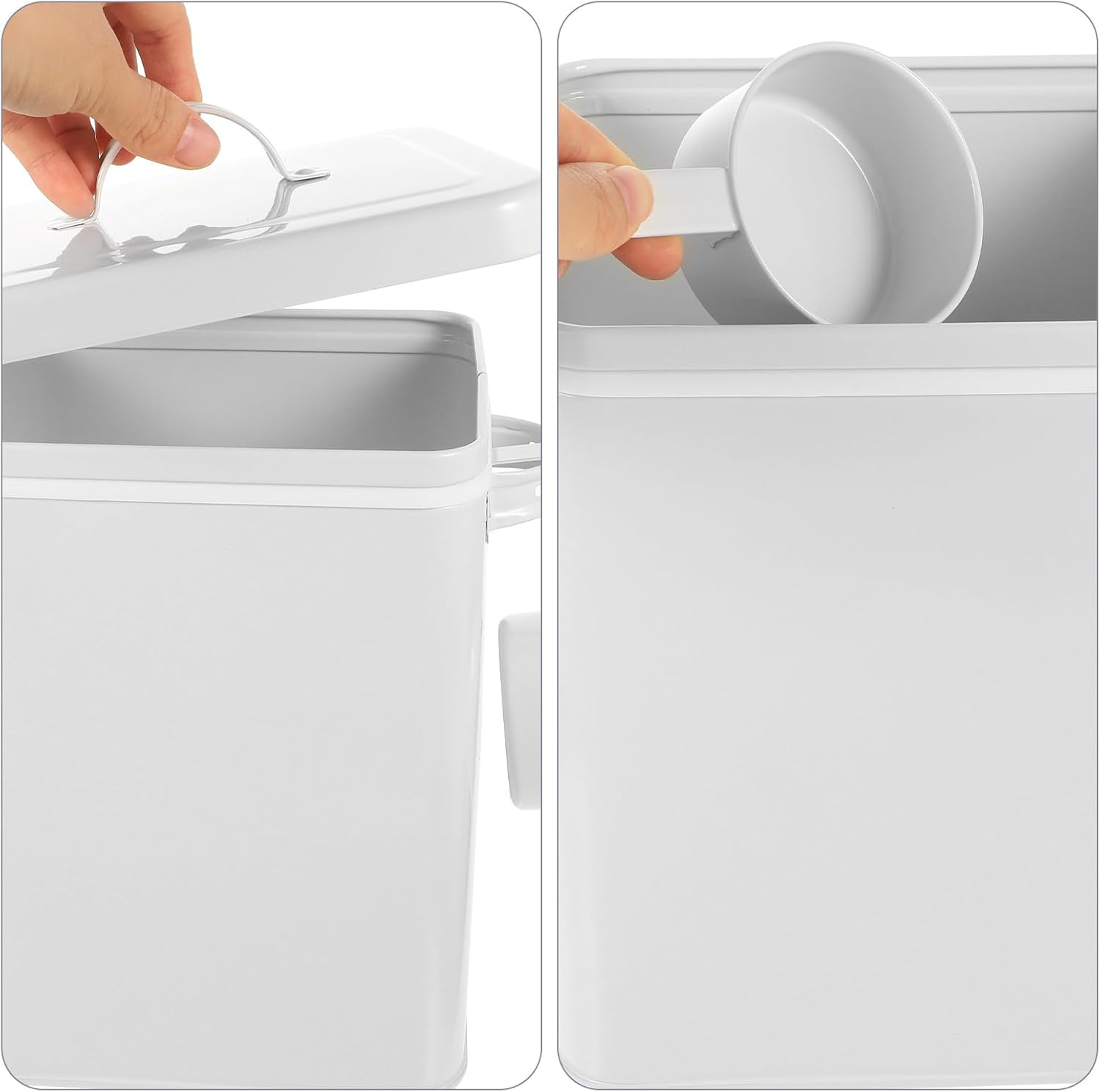 Amosfun Metal Storage Bucket with Lid 9.05X7.28X6.49 Inch Kitchen Food Container for Pet Food Laundry Powder and Flour Organization Canister