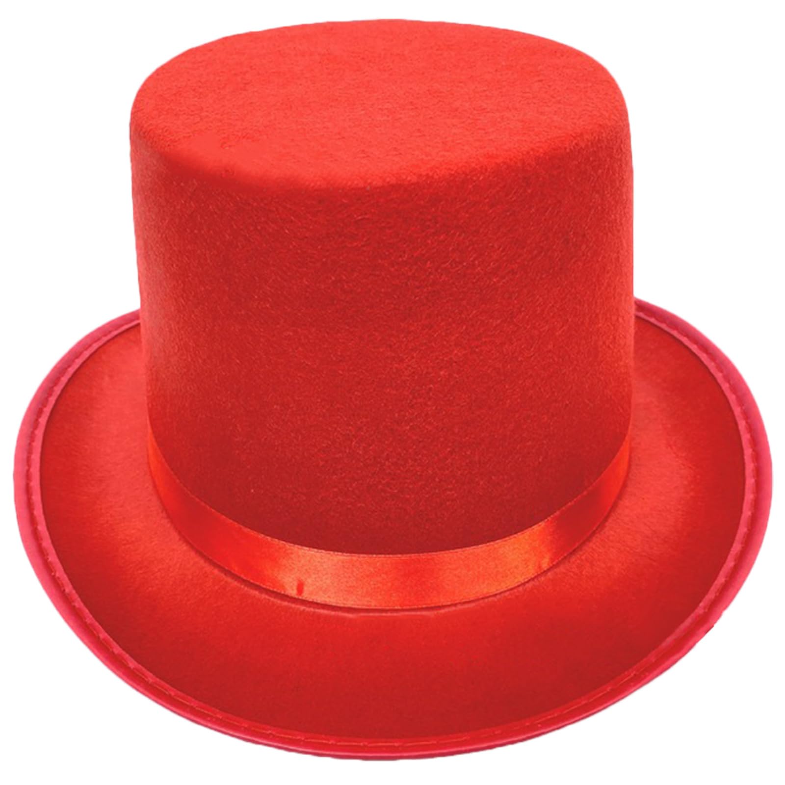 Hrtyvhin Roll Trim Top Hat for Female Male Stage Performances Gentleman Theme Party Masquerades Dress Up Headwear Nonwoven Unisex Stage Show Hat Red