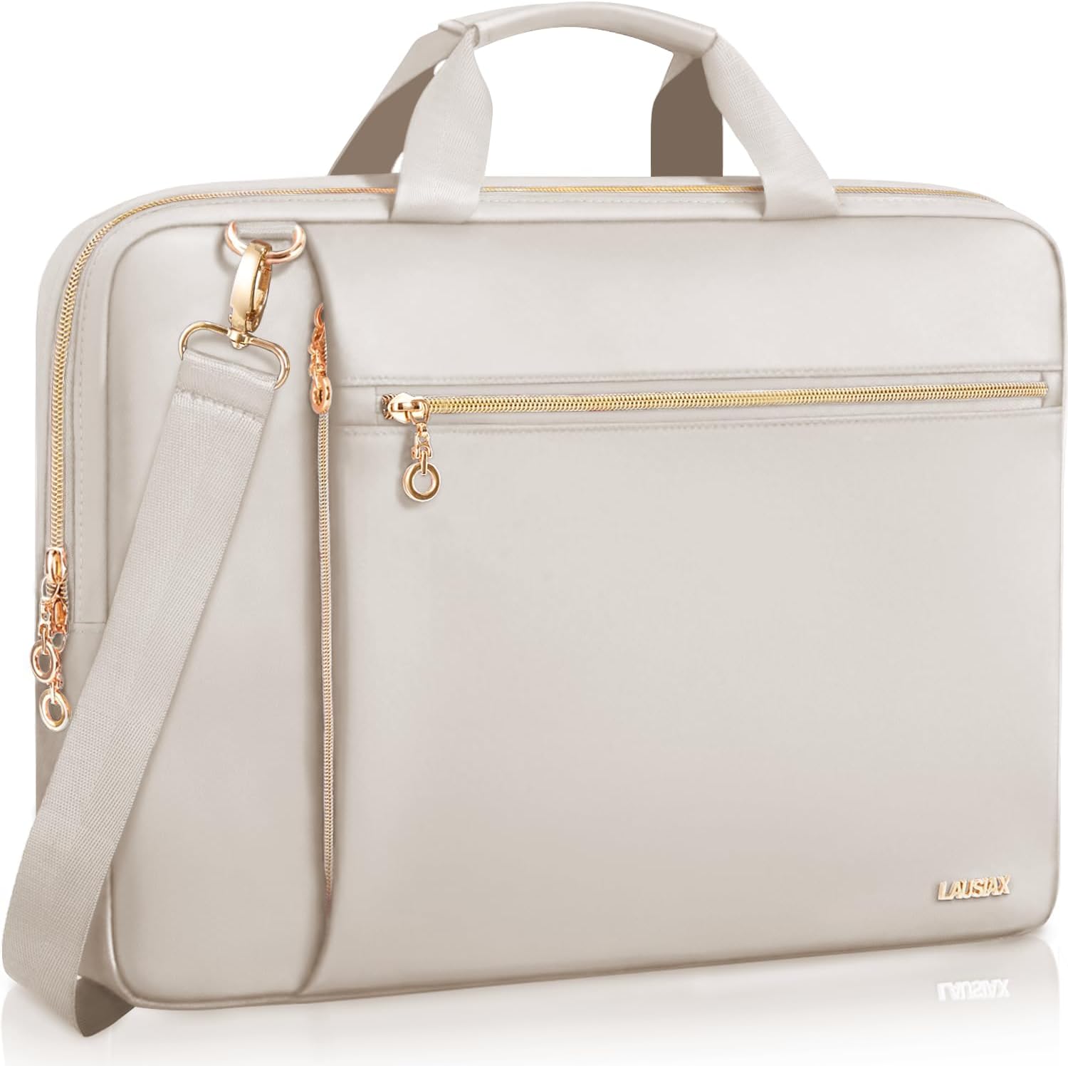 Laptop Case Bag Women Men Computer Sleeve Compatible with MacBook/Dell/HP/Acer/ASUS/LG, Waterproof Shoulder Carrying Briefcase, Beige, 17-17.3 Inch