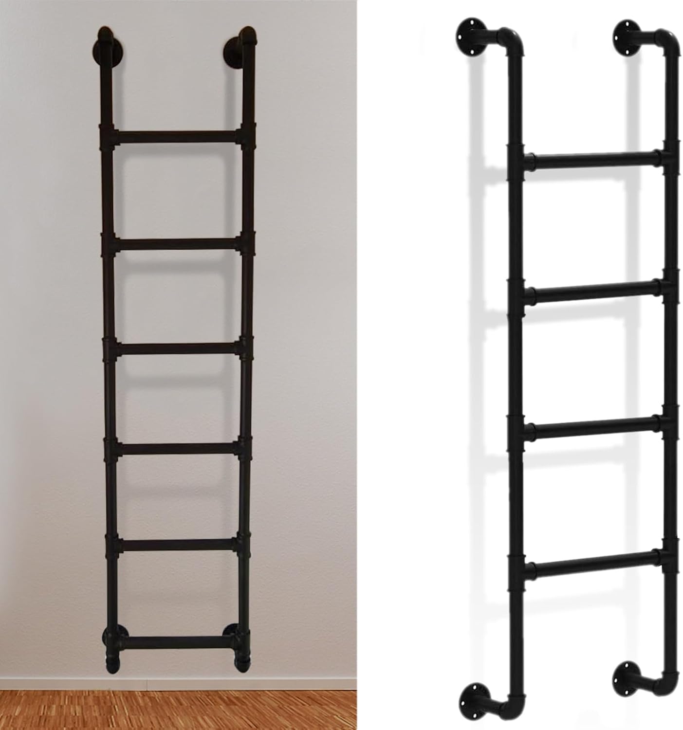 Basement Window Well Egress Ladder, Easy Install Loads 330lbs Black Wrought Iron Attic Bunk Bed Ladder for Home Loft, Durable Safe Emergency Fire Climbing Ladder - Customizable Siz