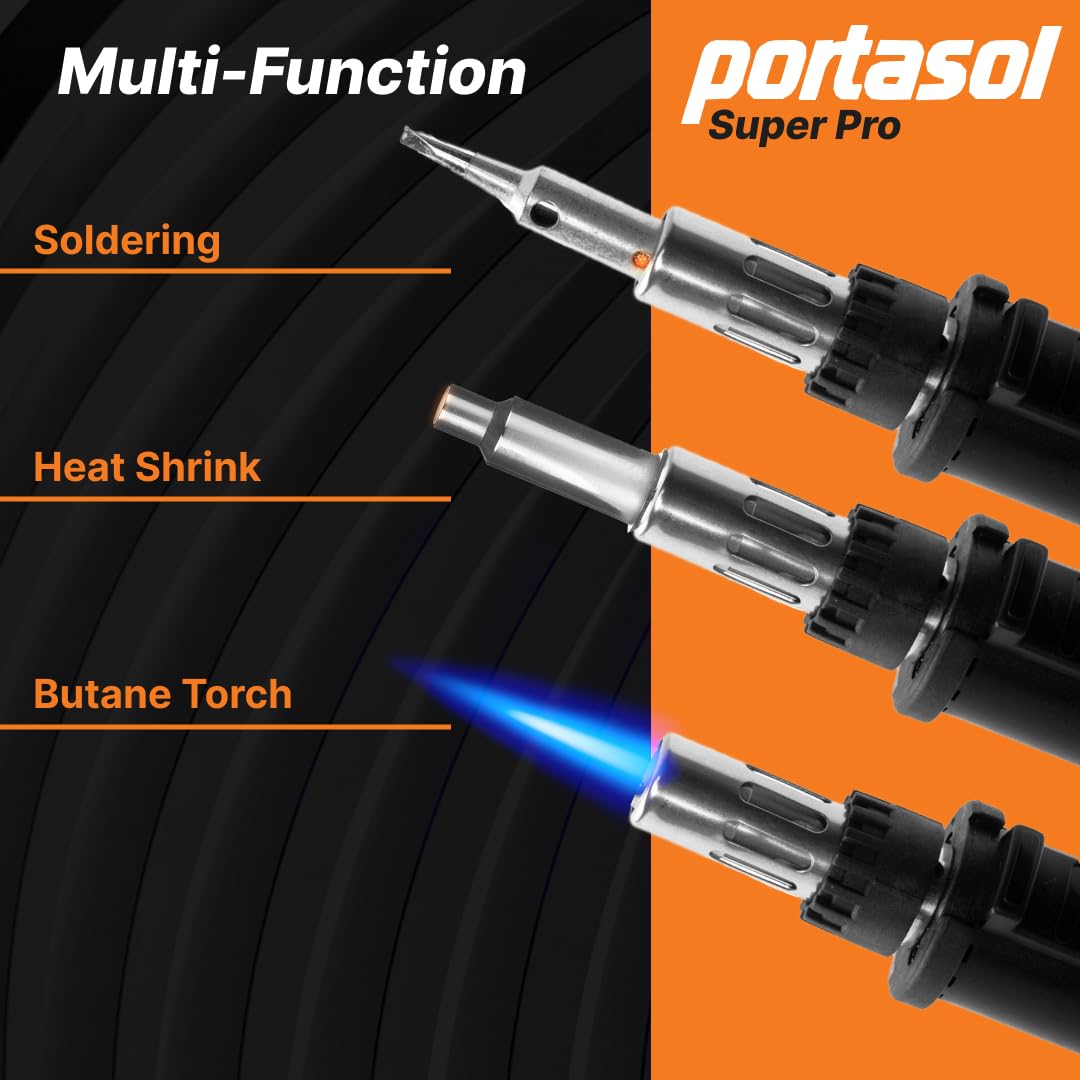 PORTASOL SP-1K 10589330 Super Pro 125-Watt Heat Tool Kit with 7 Tips Professionelles Gaslötset 25-125 W 580 Grad C, Grau/Orange, 12-inch