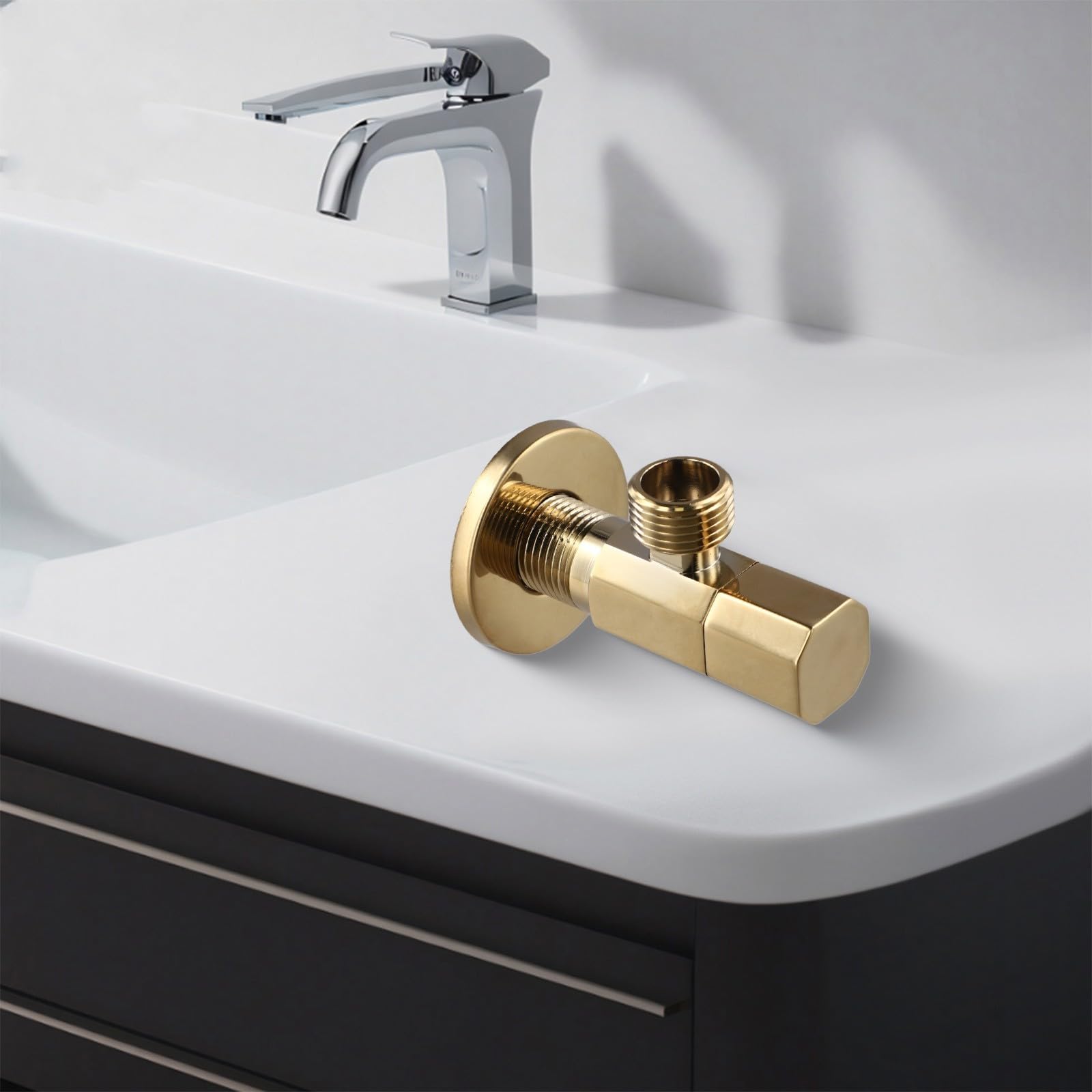 Besttoolifes Valvola di arresto angolare, in ottone, 1/2 "per ingresso NPT × uscita 3/8", maniglia a quarto di giro per bagno, cucina e WC controllo dell'acqua