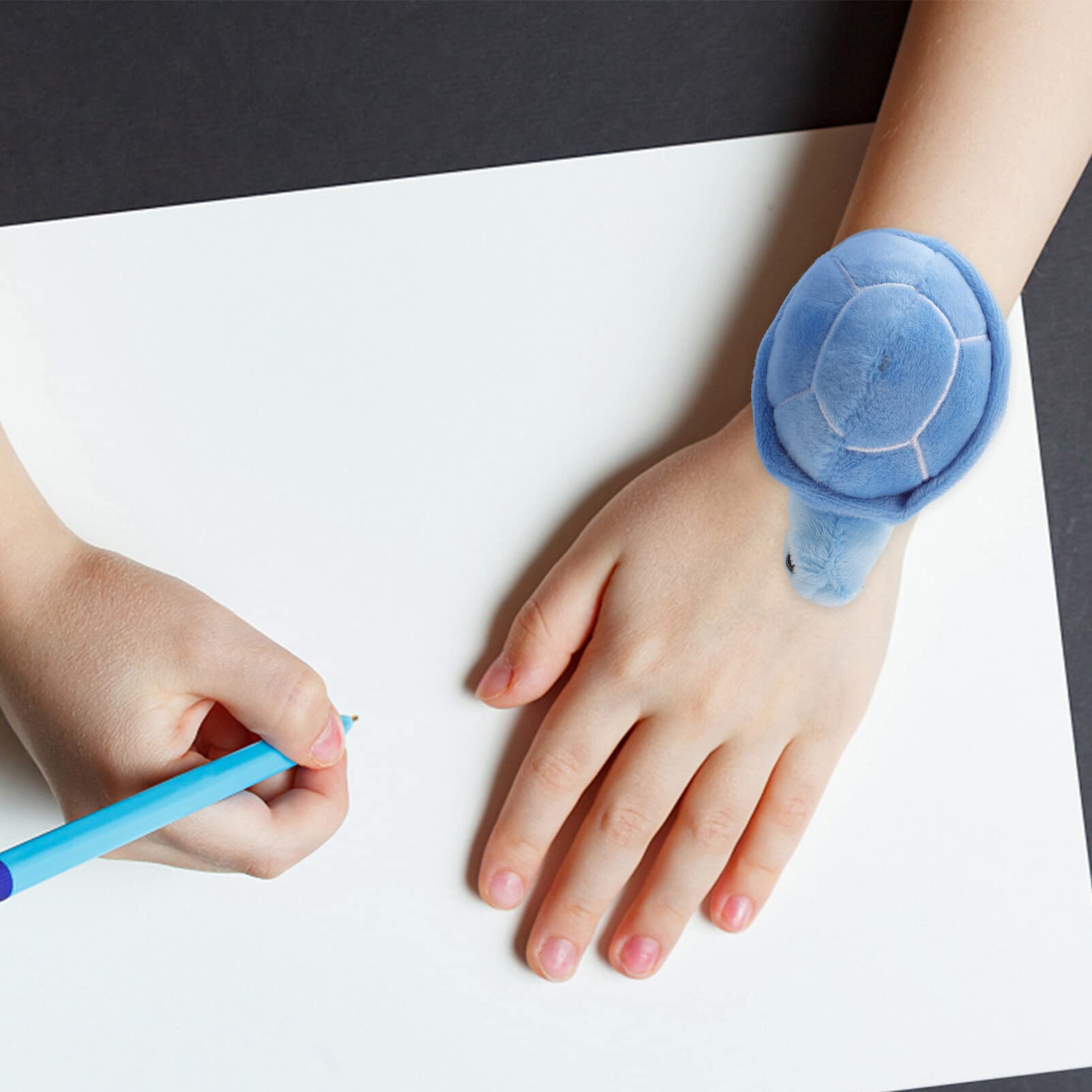 HOLIDYOYO Animals Slap Bracelet Turtle Snap Bands Plush Slap Wristband Stuffed Animal Slap Plush Hug Slap Wristband for Party Favors Supplies Sky-Blue