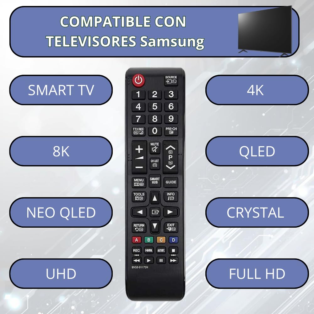 Mando Universal TV Samsung BN59-01175N - Reemplazo Mando Samsung Smart TV con identicas Funciones — view 2