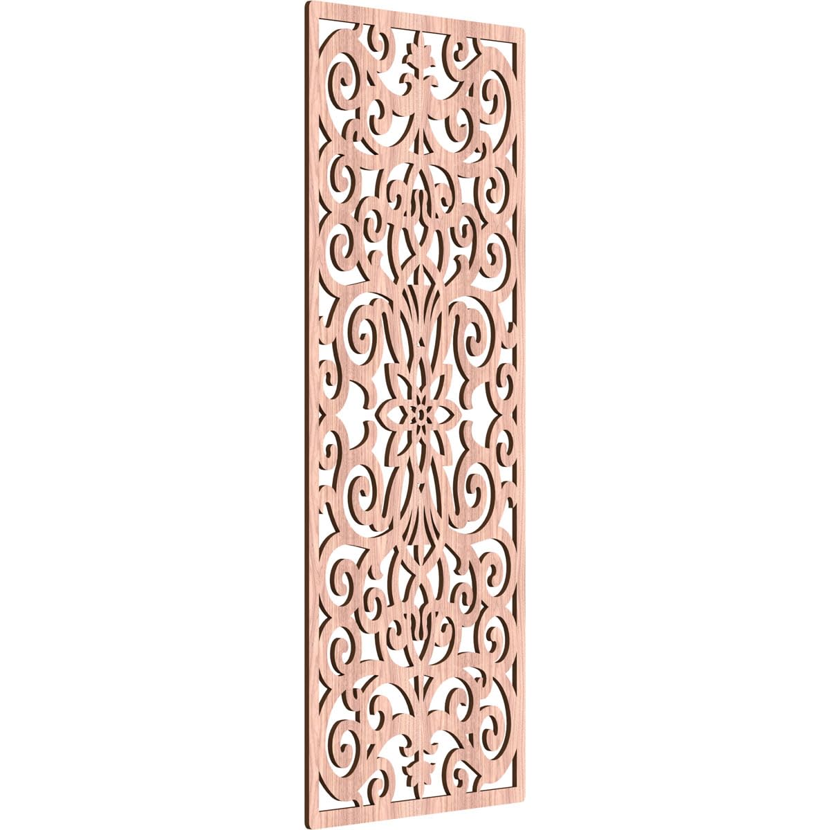 Buel Decorative Pierced Fretwork Wood Wall Panels, 25 3/8"W x 64 3/8"H x 3/8"T, Walnut