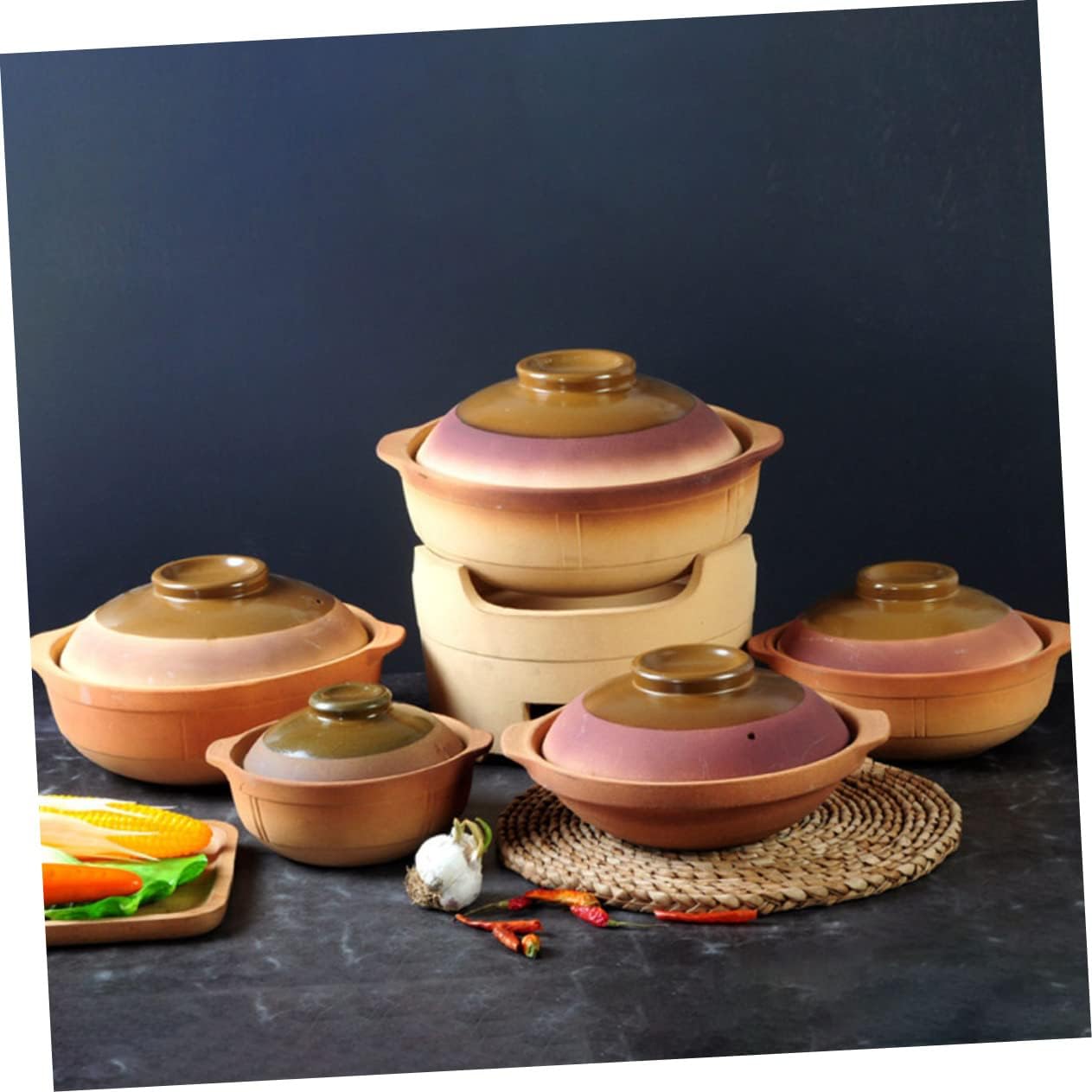 PRETYZOOM Cast Casserole Dish Lid Clay Pot for Cooking Stew Pot Heat Resistant Pottery Cookware Household Kitchenware