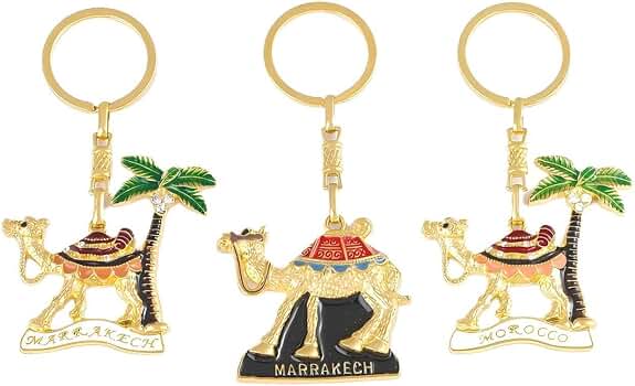 ZENRUIMING 3Pcs Morocco Travel Alloy Keychain MARRAKECH Camel