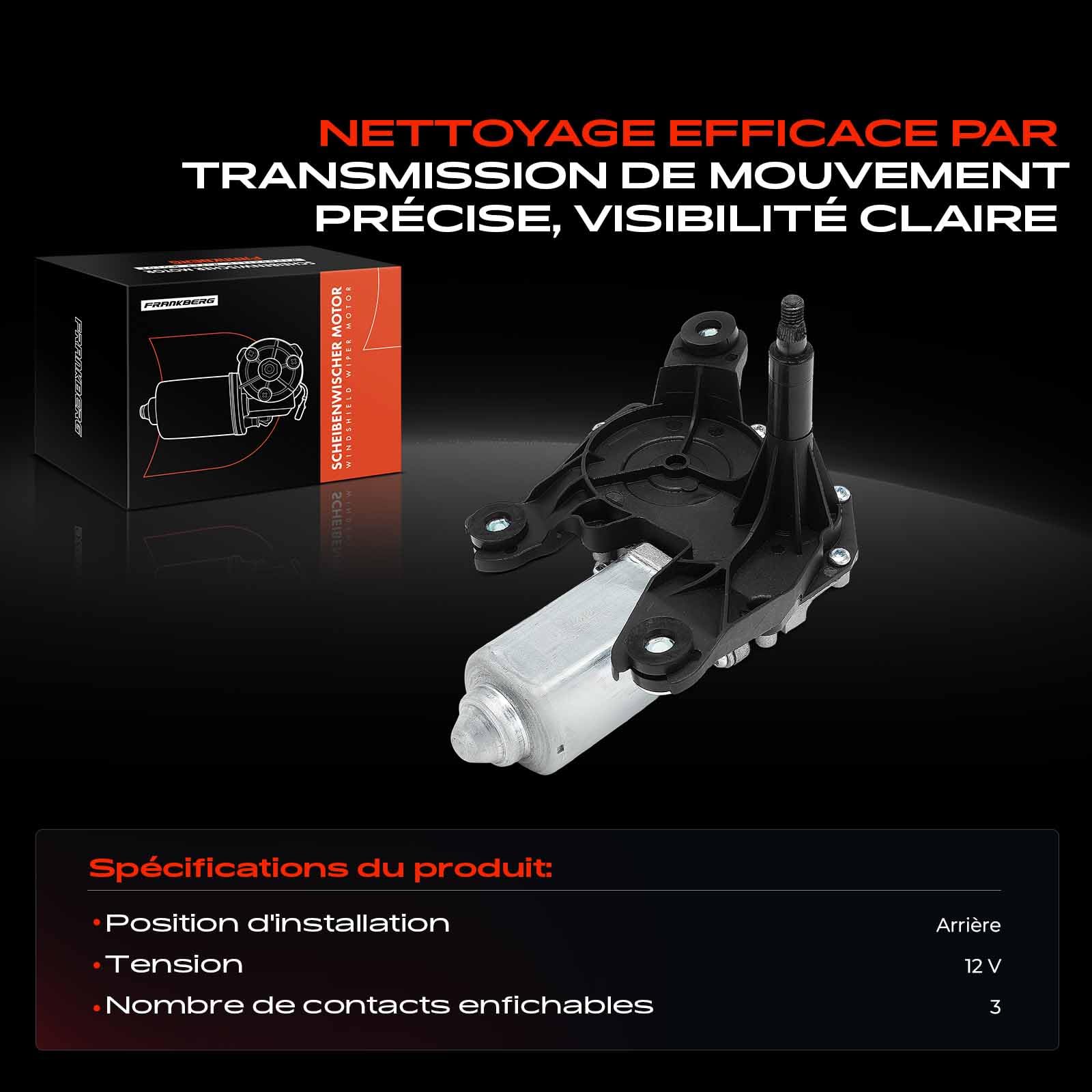 Frankberg Moteur d'essuie-glace arrière, 3 broches, 9132802