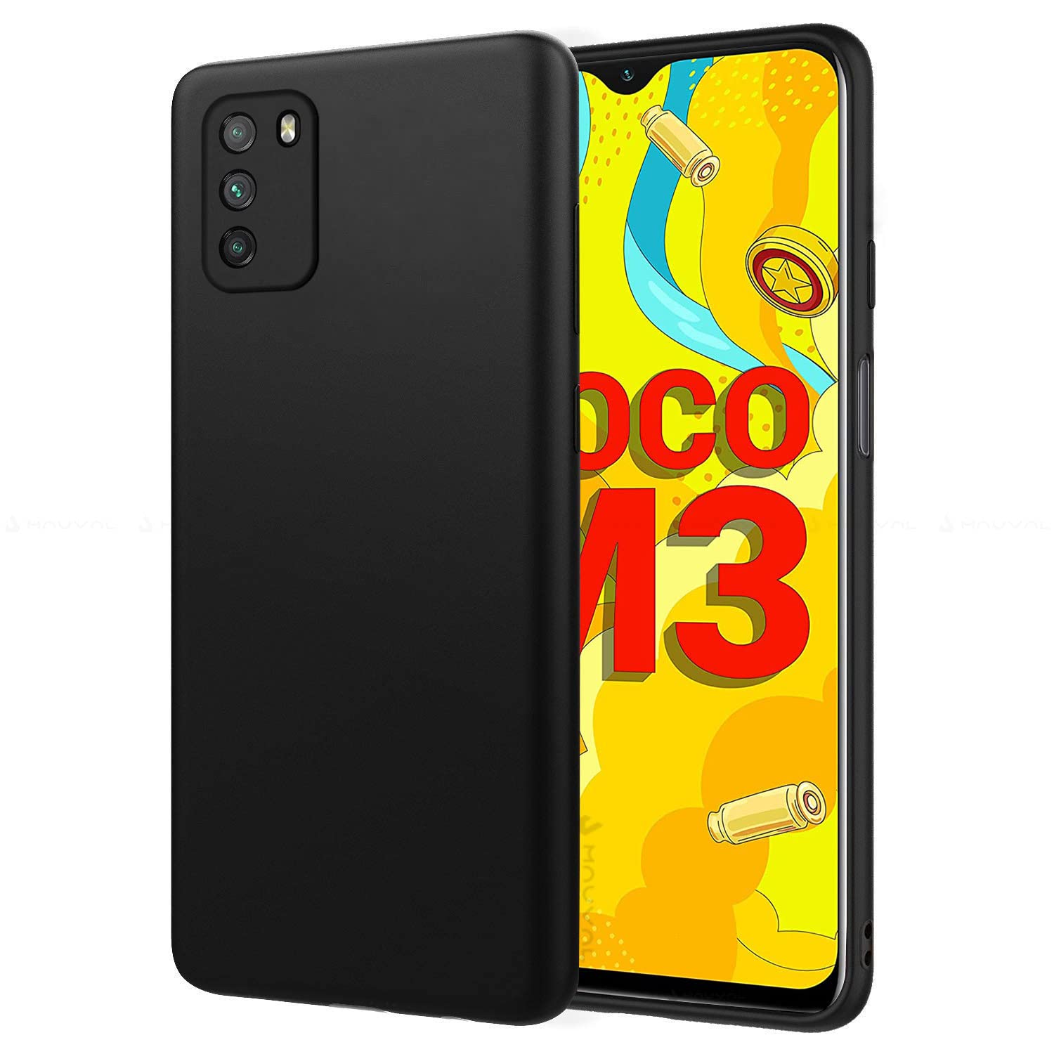 Mauval Protection Matte Finished Back Cover Case for Poco M3 | Rubberized TPU | Slim Soft Matte Flexible Premium Shock Proof - Matte Black