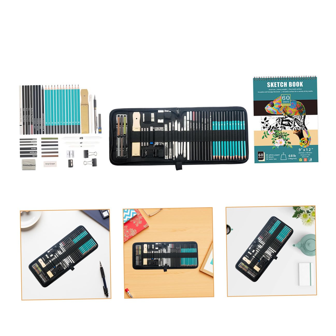 SEWOART Kit de Dibujo para Bocetos 50 Piezas, Juego de Lápices de Carbón