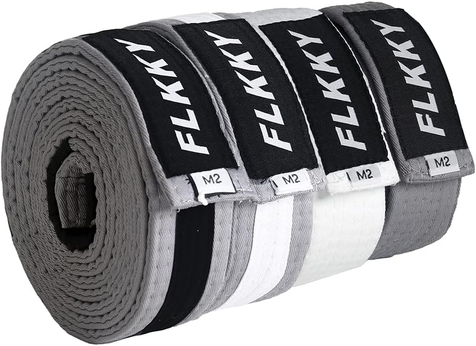 FLKKY BJJ Belt for Kids and Adult,Brazilian Jiu Jitsu Belt with Sleeve Bar for Ranking Stripes IBJJF Competition Approved - Image 5