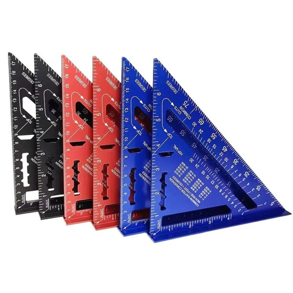 7 Inch Triangle Ruler Aluminum Alloy Carpenter Tool with Metric and Imperial Markings for Woodworking and Construction - Image 4