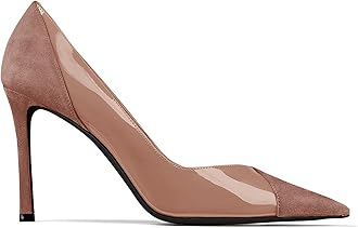 Coutgo Womens Pointed Toe High Heels Pumps Patent Suede Stiletto Heel Slip on Office Party Wedding Dress Shoes