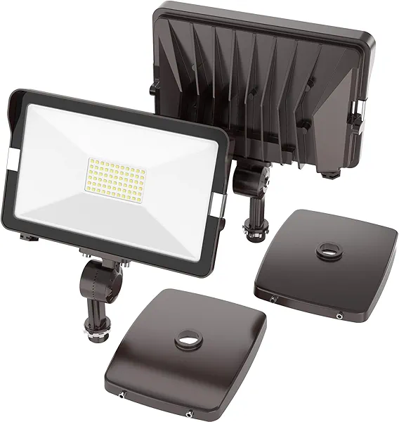 HYPERLITE 50W Flood Lights Outdoor 2 Pack, LED Flood Light with Knuckle Mount, Floodlight Wall Mount 5000K 5,500Lm IP65 Waterproof LED Security Lights for Yard Garden Garage UL Listed