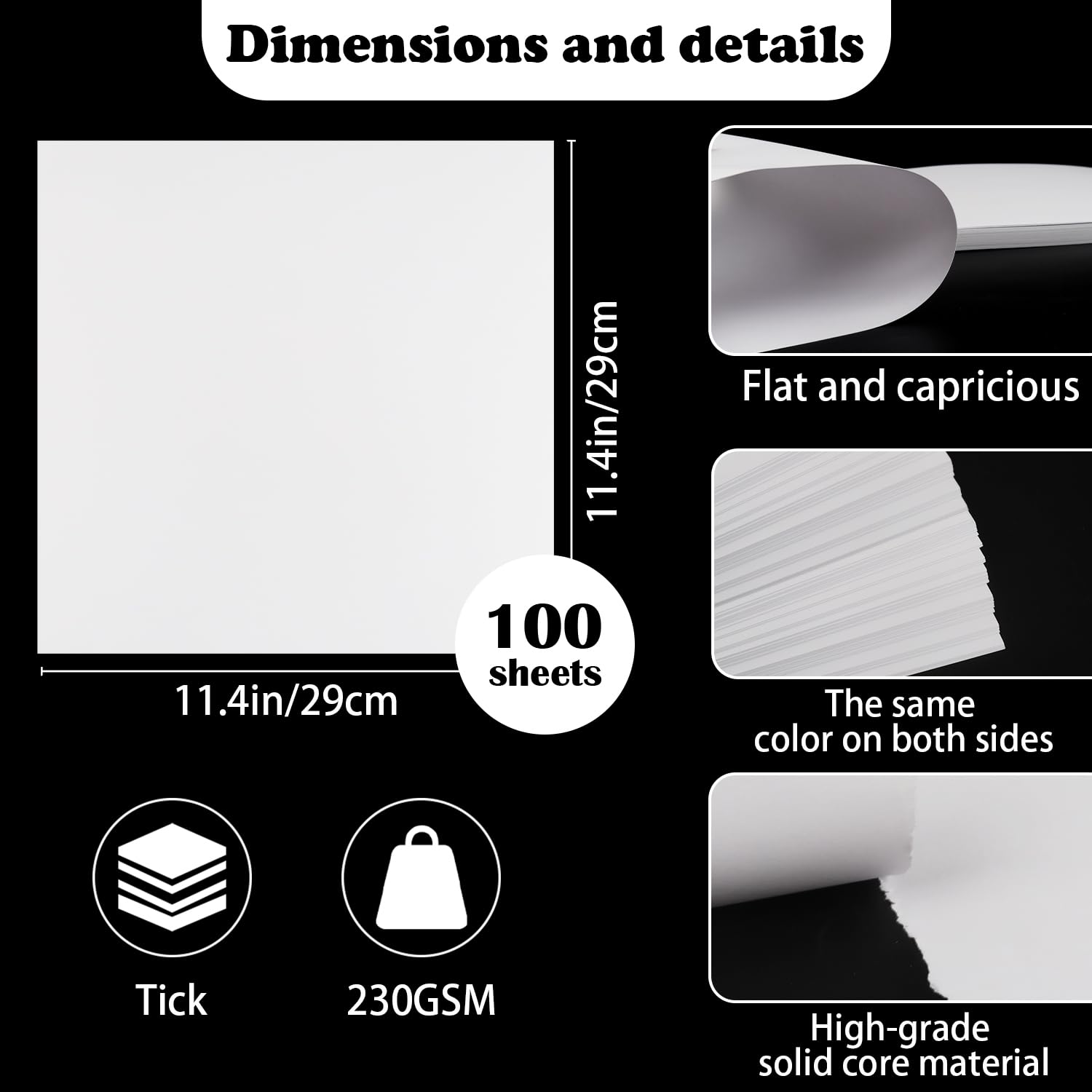 Cartulina de papel para álbumes de recortes, paquete de 100 cartulinas de 230 g/m² de grosor, pesadas, suministros creativos para hacer tarjetas, manualidades de papel para hacer tarjetas Cricut (11.4
