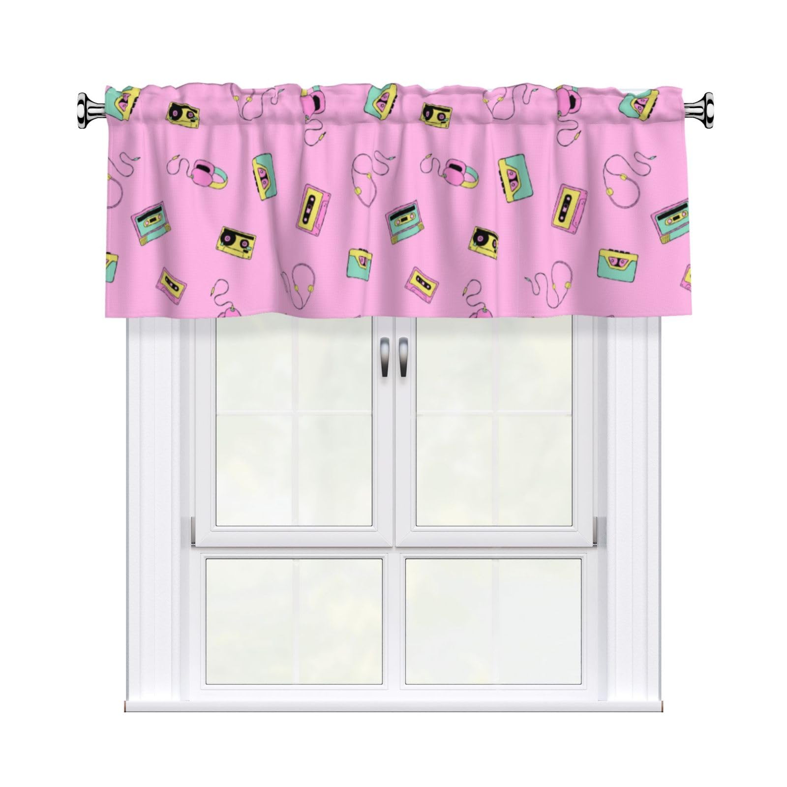 Noble Ren 80s Pattern Short Curtain Valance 54x18in For Kitchen Bathroom Cafe Living Room Decoration