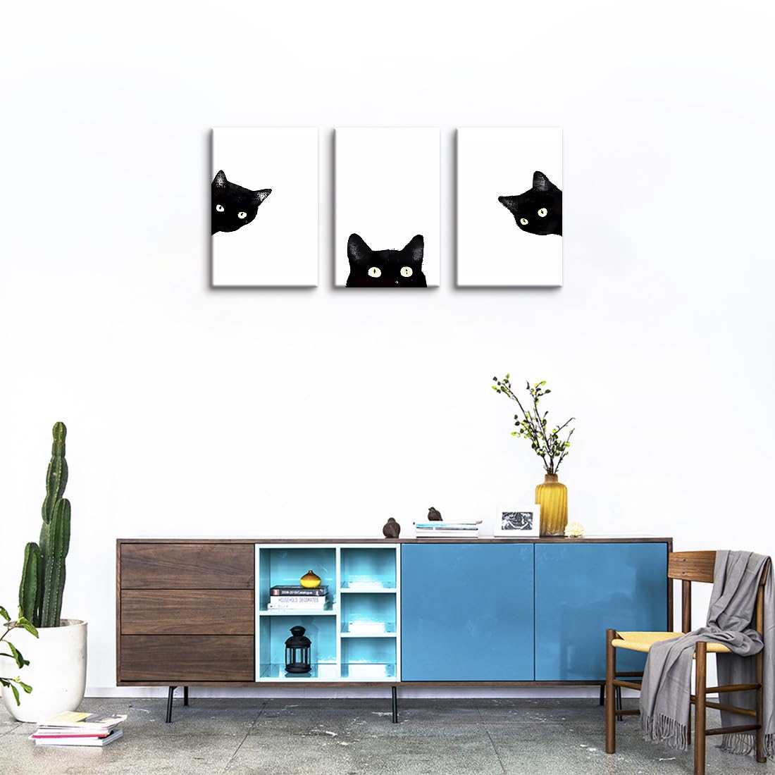 Amazon.co.jp: ピカソ猫の絵 猫と友情の花 3枚 パネル アートポスター