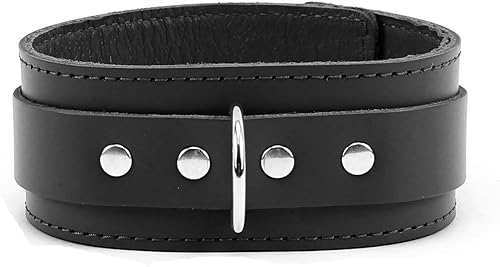 Miniatura 2 de Atlas Collar de piel de cordero Latigo Collar de cuero hecho a mano (pequeño, negro)